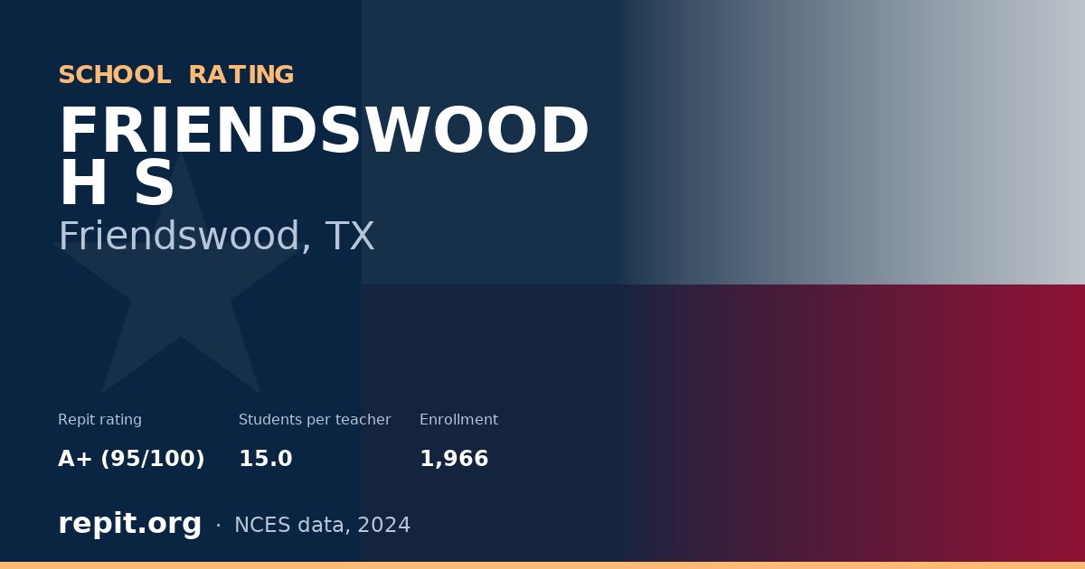 FRIENDSWOOD H S, Friendswood, TX — Repit school rating A+ (95/100)