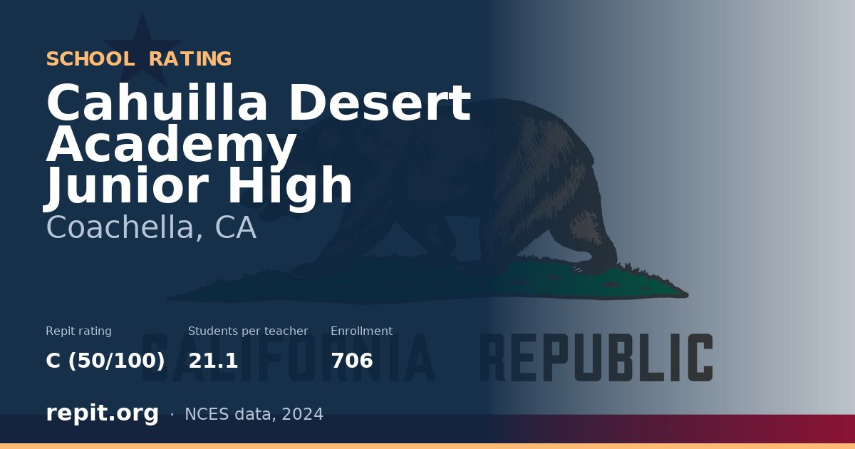 Cahuilla Desert Academy Junior High, Coachella, CA — Repit school rating C (50/100)