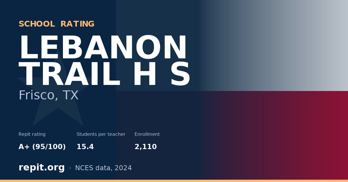 LEBANON TRAIL H S, Frisco, TX — Repit school rating A+ (95/100)