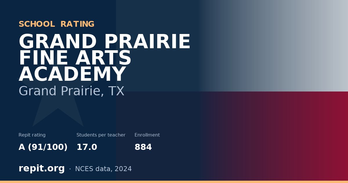 GRAND PRAIRIE FINE ARTS ACADEMY, Grand Prairie, TX — Repit school rating A (91/100)