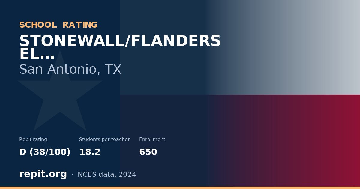 STONEWALL/FLANDERS EL, San Antonio, TX — Repit school rating D (38/100)
