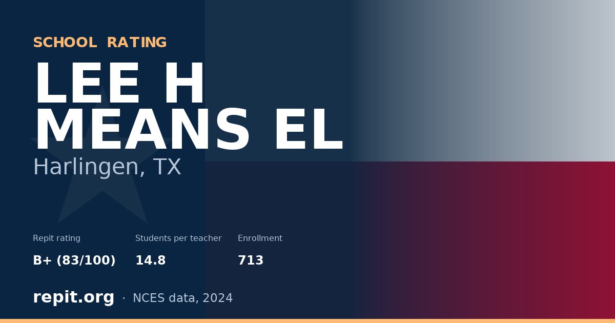 LEE H MEANS EL, Harlingen, TX — Repit school rating B+ (83/100)