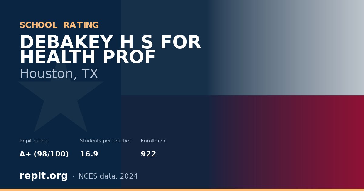 DEBAKEY H S FOR HEALTH PROF, Houston, TX — Repit school rating A+ (98/100)