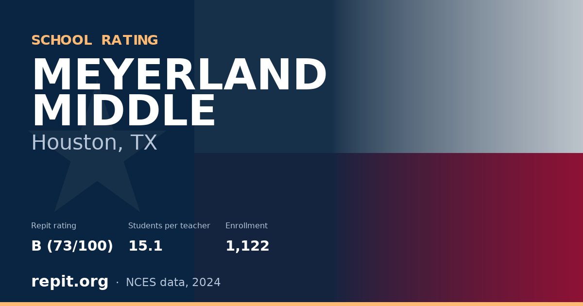 MEYERLAND MIDDLE, Houston, TX — Repit school rating B (73/100)