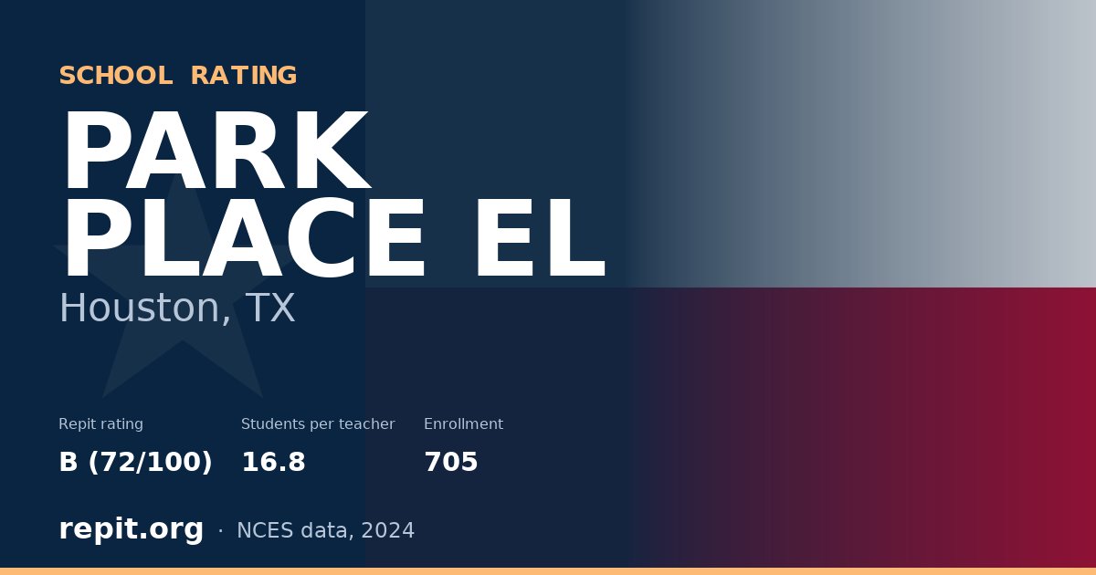 PARK PLACE EL, Houston, TX — Repit school rating B (72/100)