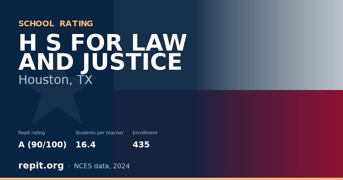 H S FOR LAW AND JUSTICE, Houston, TX — Repit school rating A (90/100)