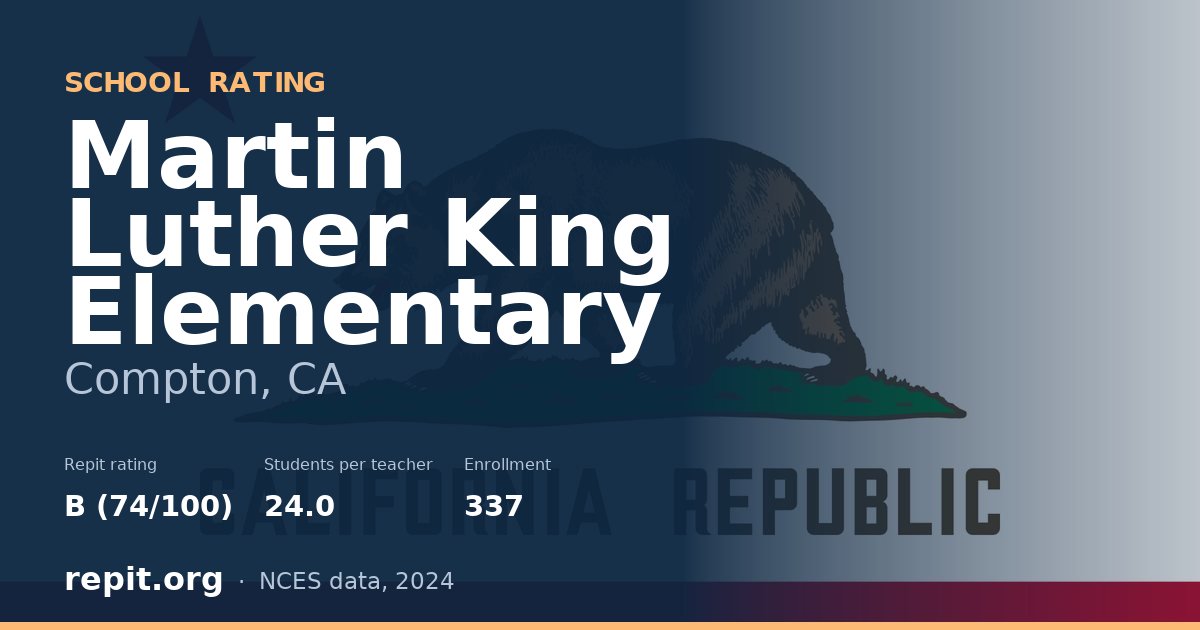 Martin Luther King Elementary, Compton, CA — Repit school rating B (74/100)