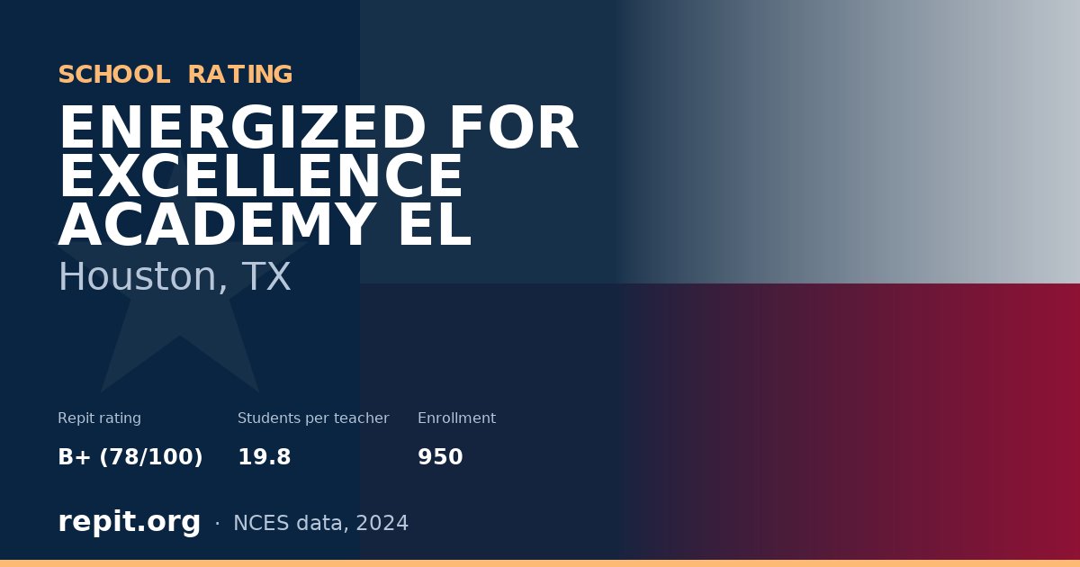 ENERGIZED FOR EXCELLENCE ACADEMY EL, Houston, TX — Repit school rating B+ (78/100)