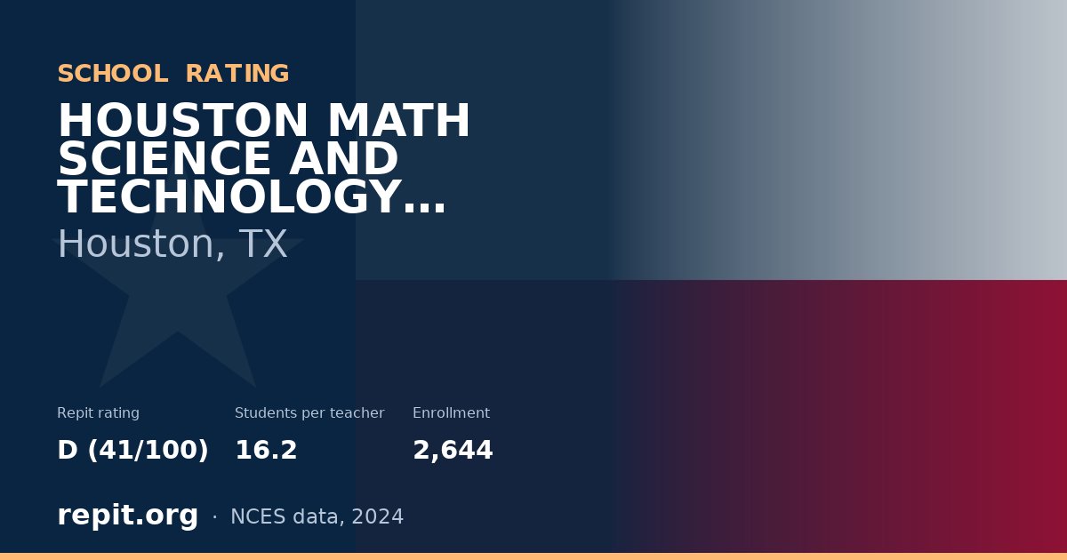 HOUSTON MATH SCIENCE AND TECHNOLOGY CENTER, Houston, TX — Repit school rating D (41/100)