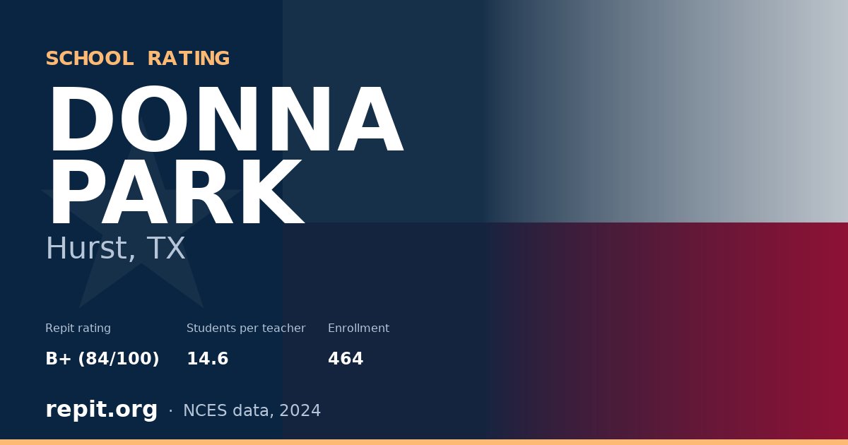 DONNA PARK, Hurst, TX — Repit school rating B+ (84/100)