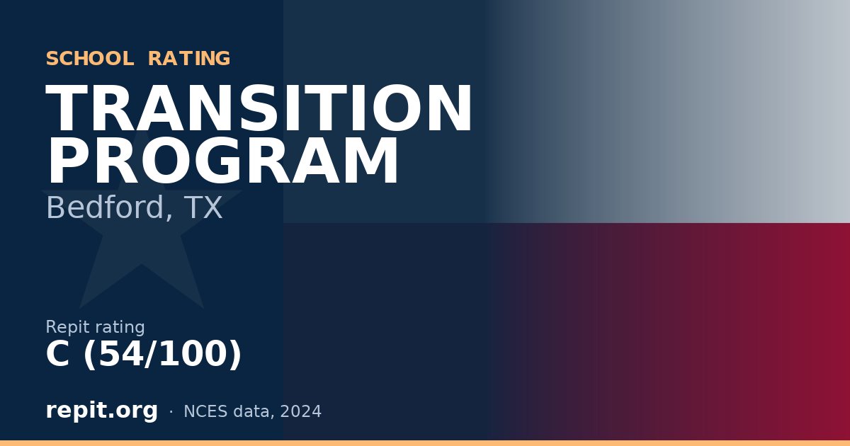 TRANSITION PROGRAM, Bedford, TX — Repit school rating C (54/100)
