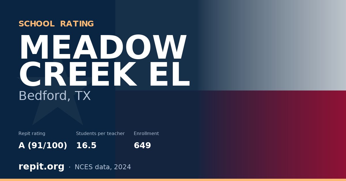 MEADOW CREEK EL, Bedford, TX — Repit school rating A (91/100)