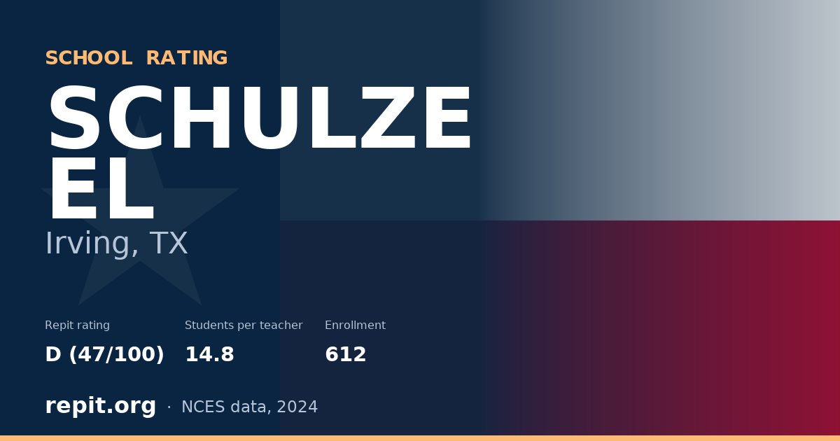 SCHULZE EL, Irving, TX — Repit school rating D (47/100)
