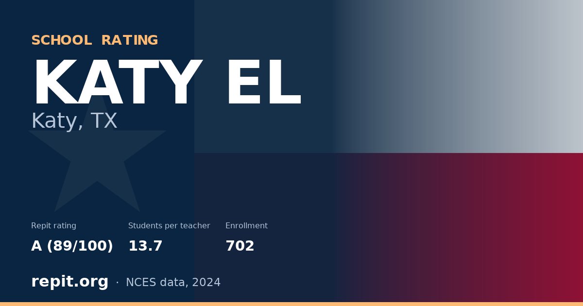 KATY EL, Katy, TX — Repit school rating A (89/100)