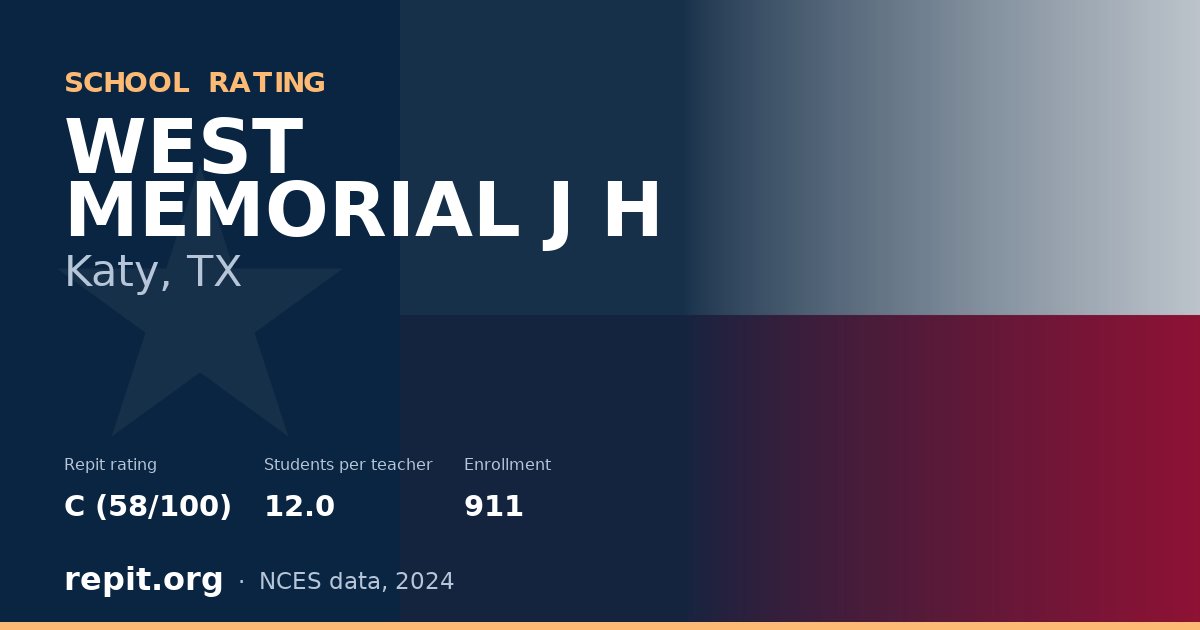 WEST MEMORIAL J H, Katy, TX — Repit school rating C (58/100)