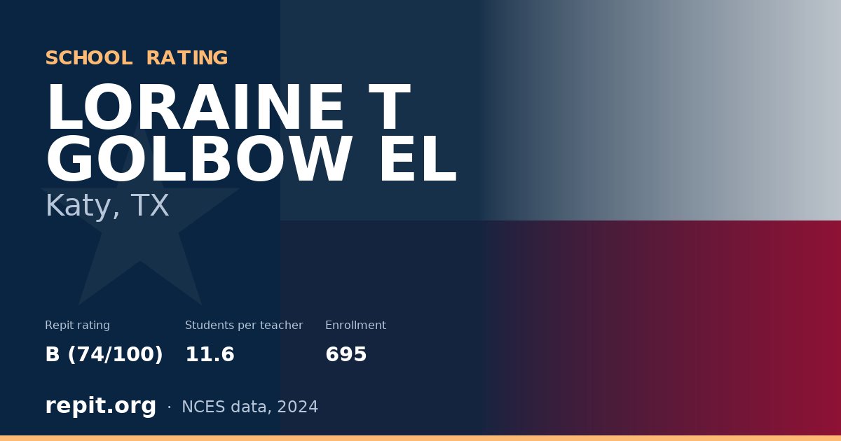 LORAINE T GOLBOW EL, Katy, TX — Repit school rating B (74/100)