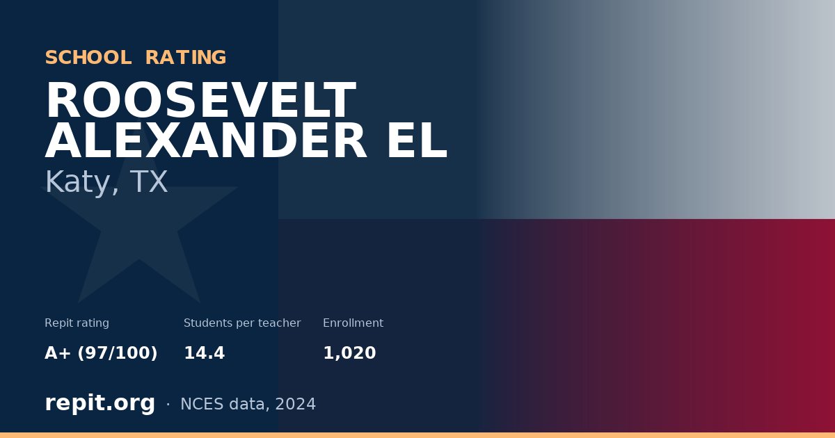 ROOSEVELT ALEXANDER EL, Katy, TX — Repit school rating A+ (97/100)
