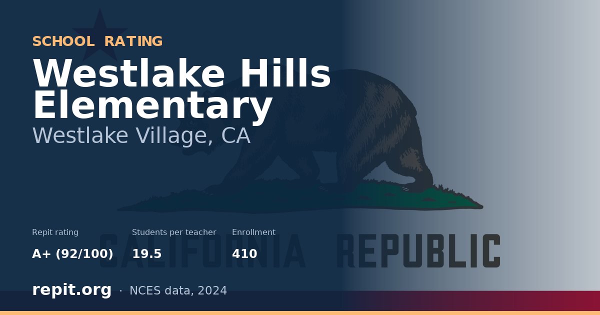 Westlake Hills Elementary, Westlake Village, CA — Repit school rating A+ (92/100)