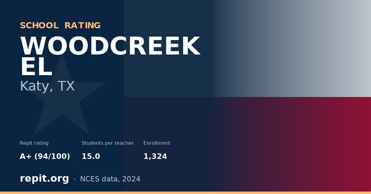 WOODCREEK EL, Katy, TX — Repit school rating A+ (94/100)
