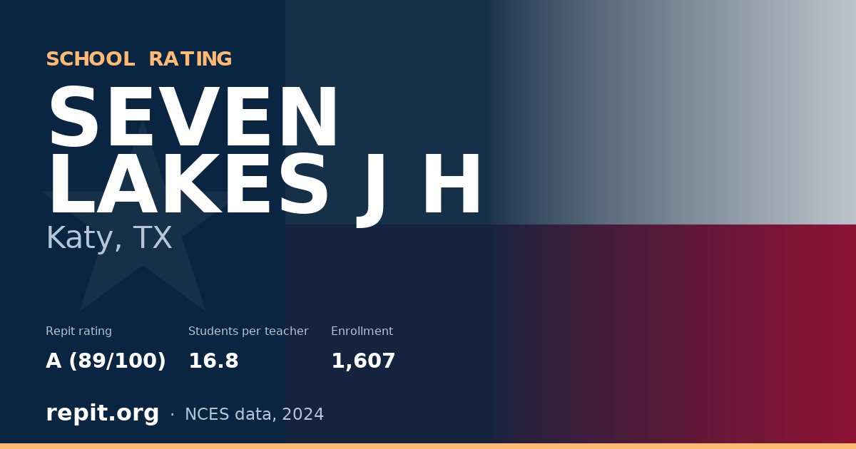 SEVEN LAKES J H, Katy, TX — Repit school rating A (89/100)
