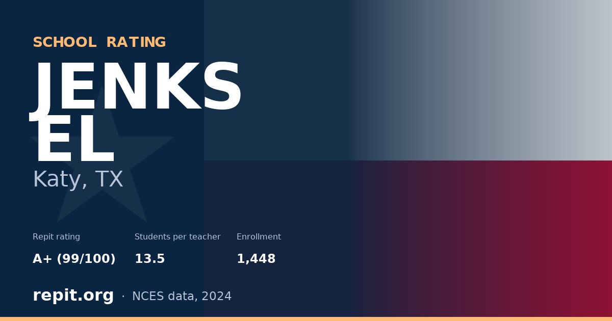 JENKS EL, Katy, TX — Repit school rating A+ (99/100)