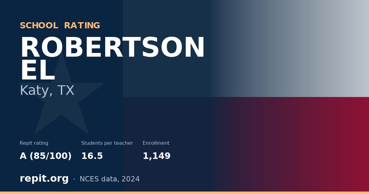 ROBERTSON EL, Katy, TX — Repit school rating A (85/100)