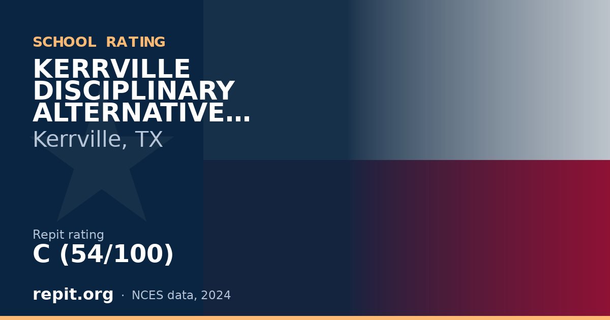 KERRVILLE DISCIPLINARY ALTERNATIVE SCHOOL, Kerrville, TX — Repit school rating C (54/100)