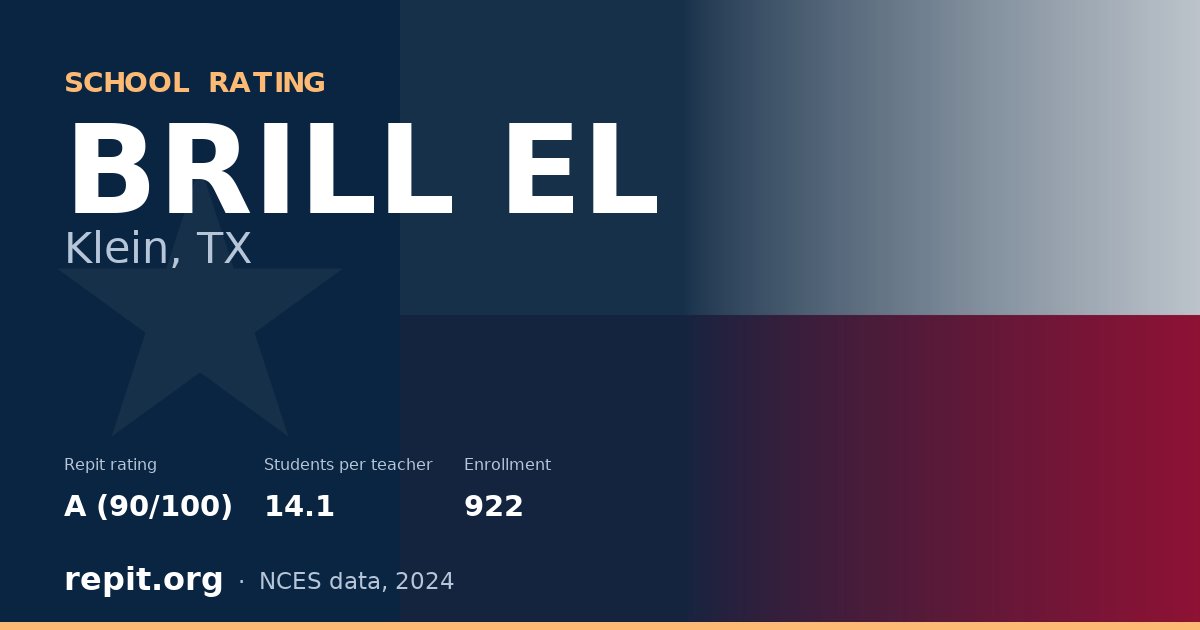 BRILL EL, Klein, TX — Repit school rating A (90/100)