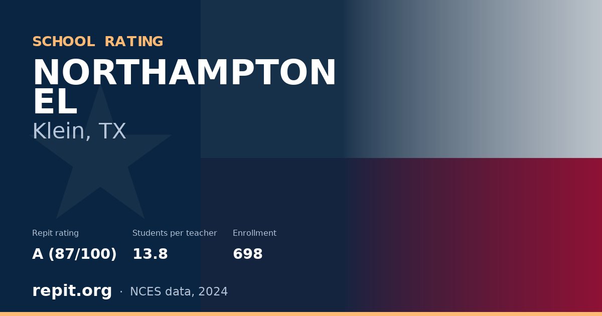 NORTHAMPTON EL, Klein, TX — Repit school rating A (87/100)