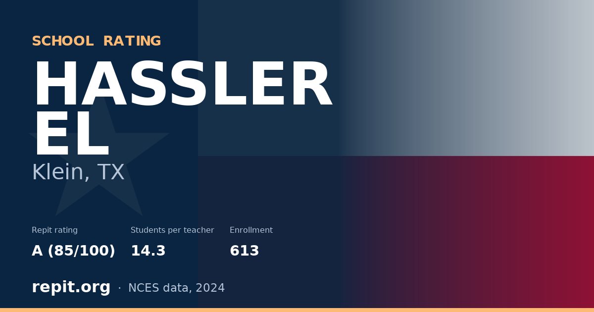 HASSLER EL, Klein, TX — Repit school rating A (85/100)