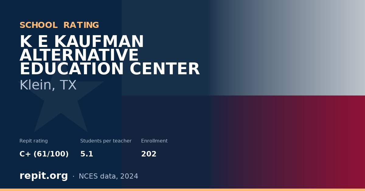 K E KAUFMAN ALTERNATIVE EDUCATION CENTER, Klein, TX — Repit school rating C+ (61/100)