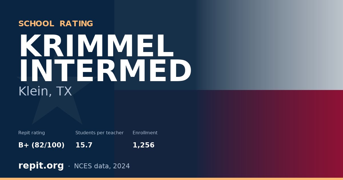 KRIMMEL INTERMED, Klein, TX — Repit school rating B+ (82/100)