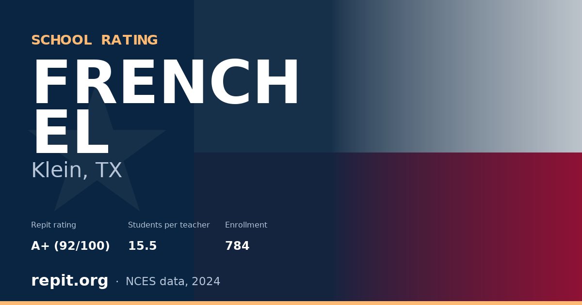 FRENCH EL, Klein, TX — Repit school rating A+ (92/100)