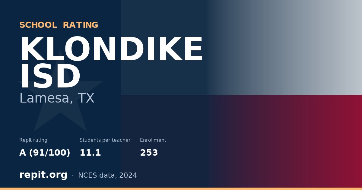 KLONDIKE ISD, Lamesa, TX — Repit school rating A (91/100)