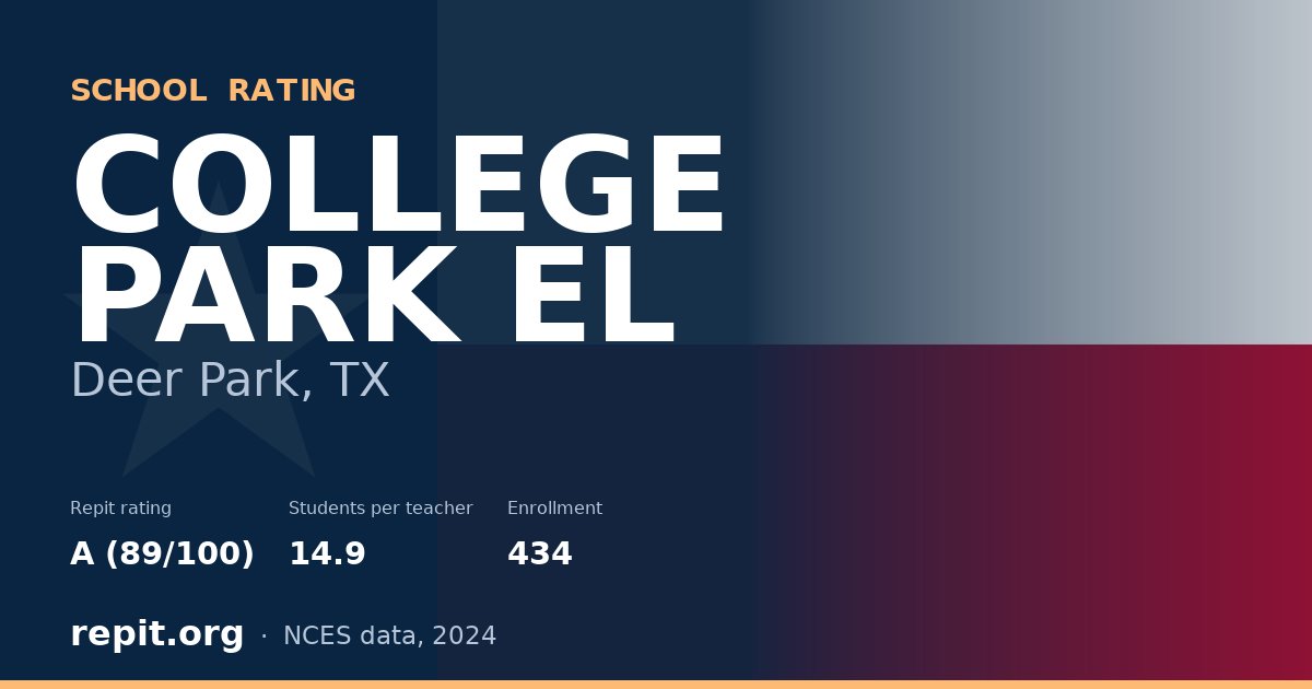 COLLEGE PARK EL, Deer Park, TX — Repit school rating A (89/100)