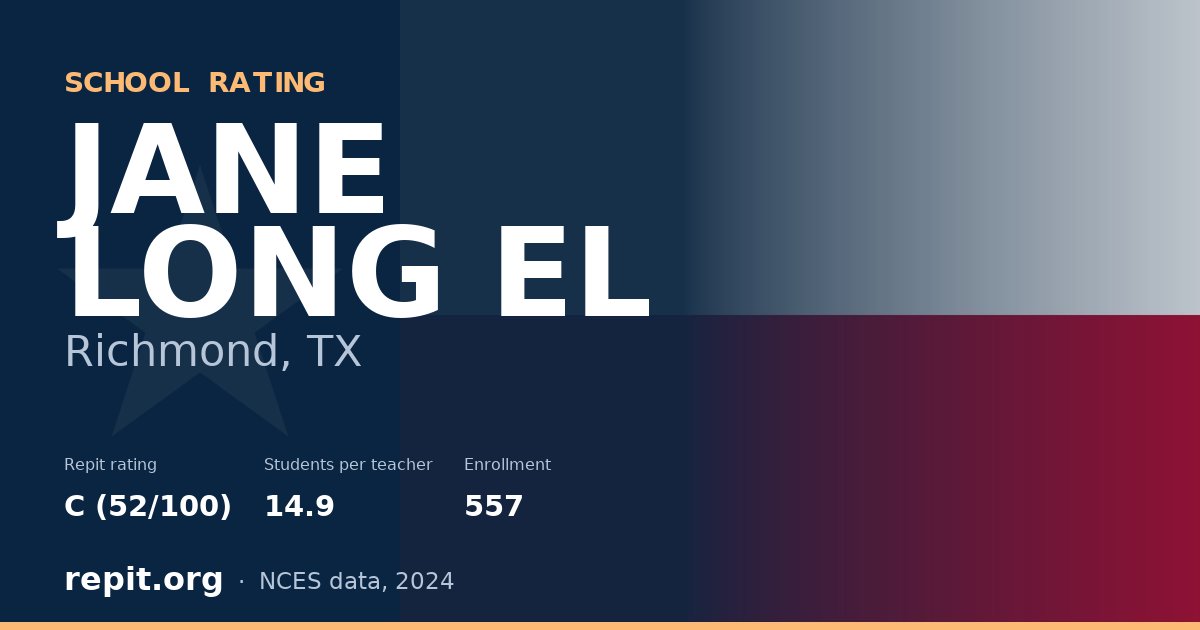 JANE LONG EL, Richmond, TX — Repit school rating C (52/100)