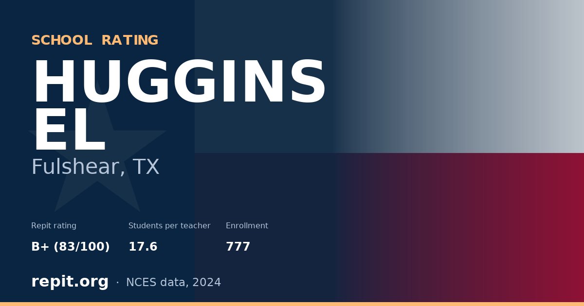 HUGGINS EL, Fulshear, TX — Repit school rating B+ (83/100)