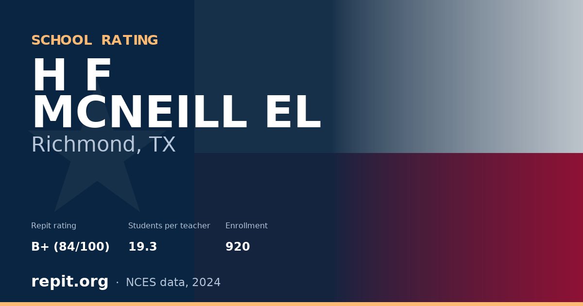 H F MCNEILL EL, Richmond, TX — Repit school rating B+ (84/100)