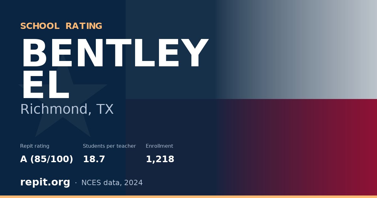 BENTLEY EL, Richmond, TX — Repit school rating A (85/100)