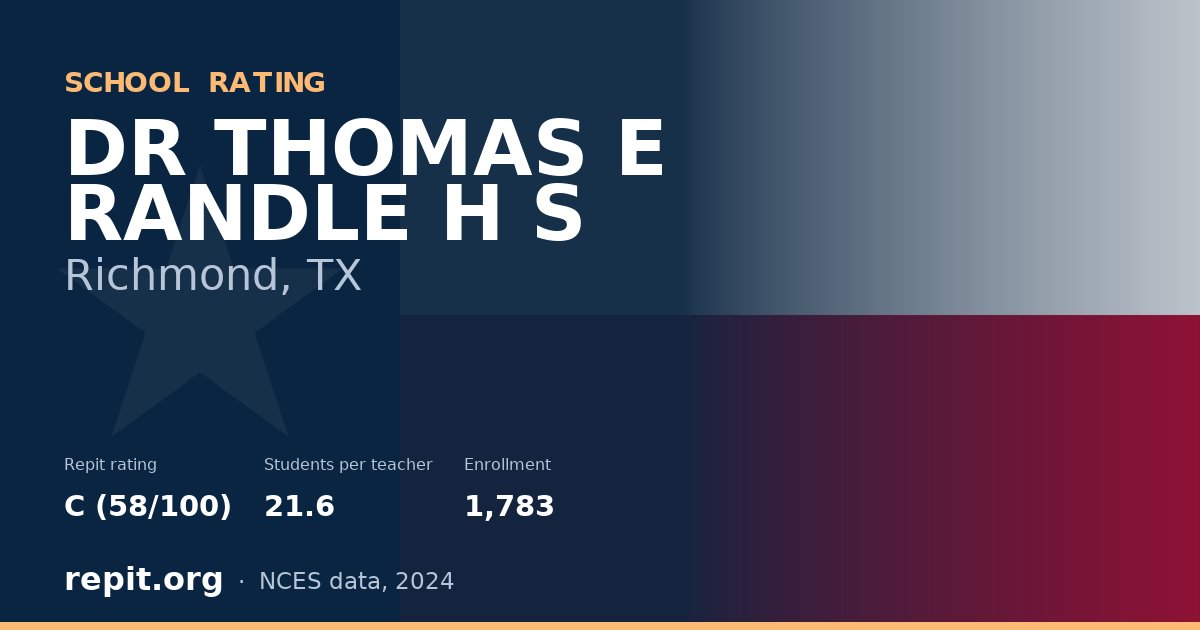 DR THOMAS E RANDLE H S, Richmond, TX — Repit school rating C (58/100)