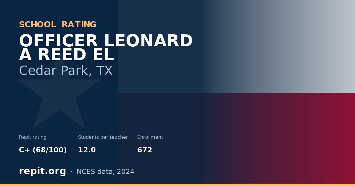 OFFICER LEONARD A REED EL, Cedar Park, TX — Repit school rating C+ (68/100)