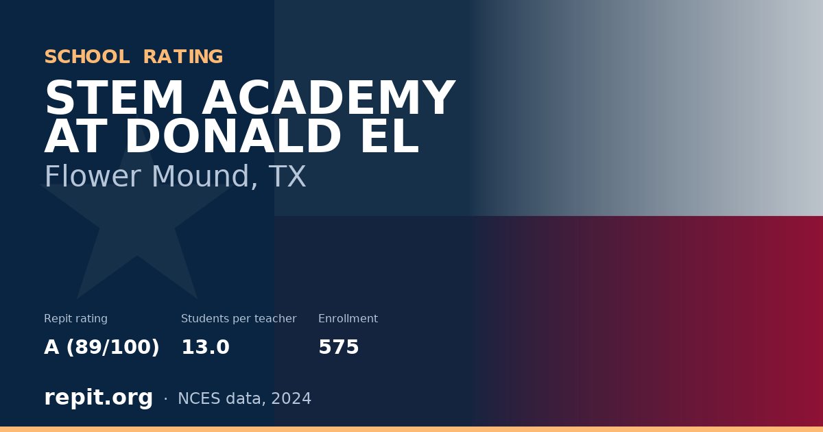 STEM ACADEMY AT DONALD EL, Flower Mound, TX — Repit school rating A (89/100)