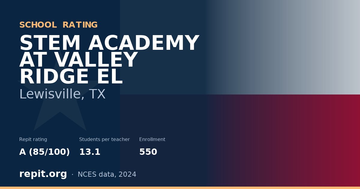 STEM ACADEMY AT VALLEY RIDGE EL, Lewisville, TX — Repit school rating A (85/100)