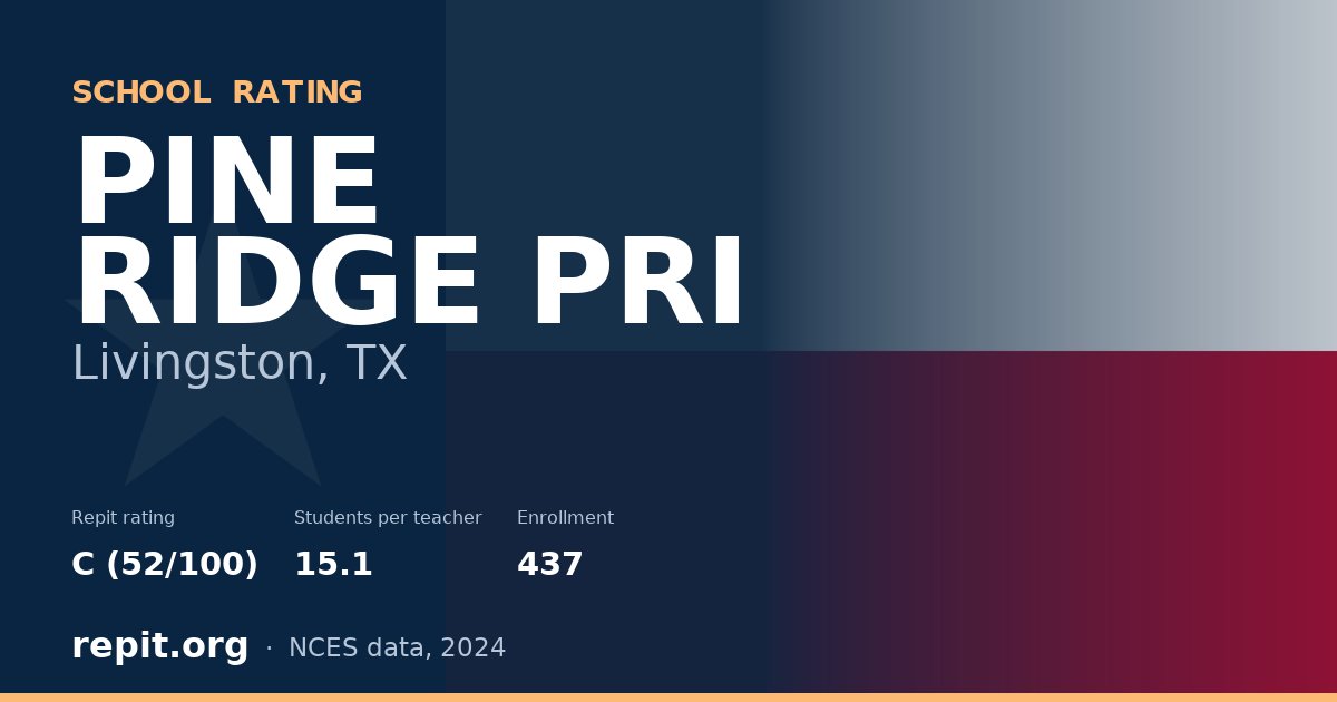PINE RIDGE PRI, Livingston, TX — Repit school rating C (52/100)