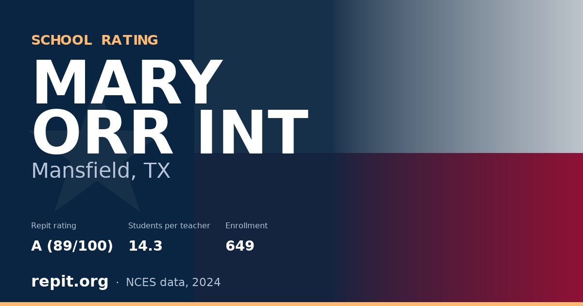 MARY ORR INT, Mansfield, TX — Repit school rating A (89/100)