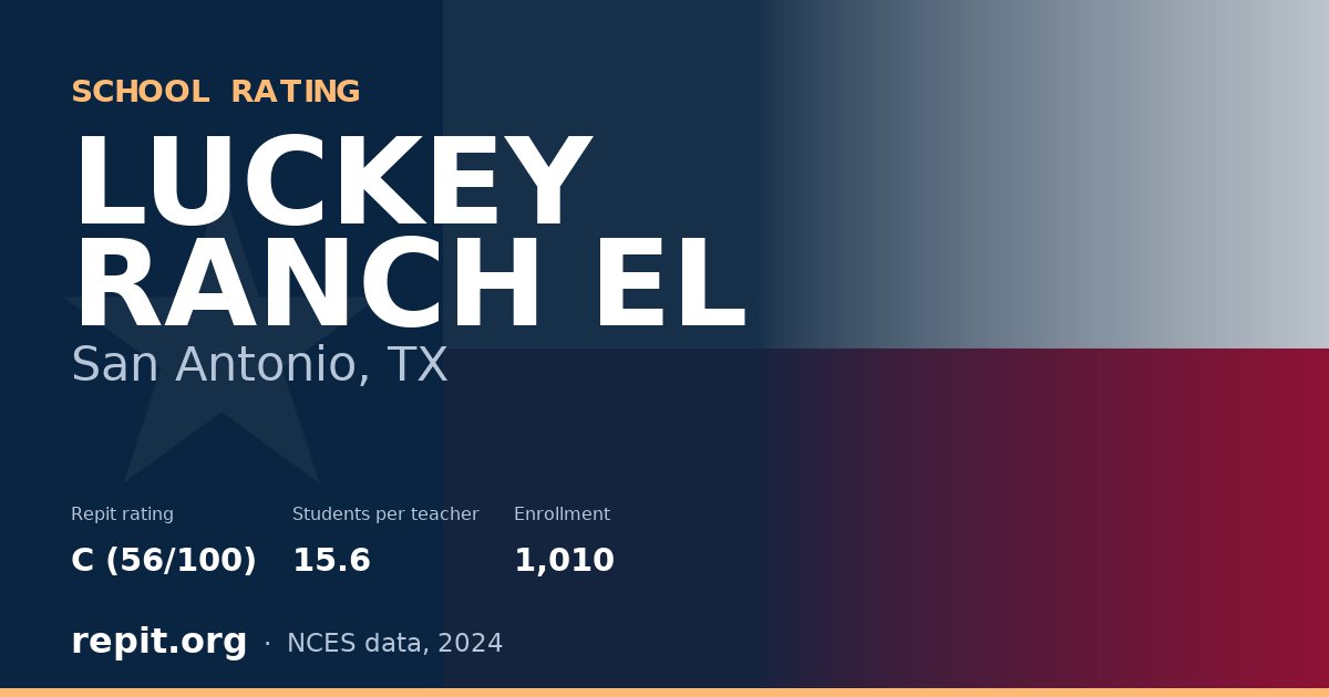 LUCKEY RANCH EL, San Antonio, TX — Repit school rating C (56/100)