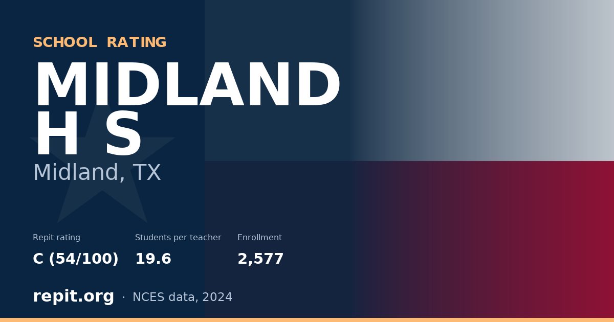 MIDLAND H S, Midland, TX — Repit school rating C (54/100)