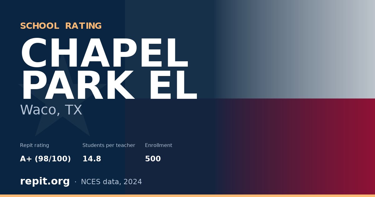 CHAPEL PARK EL, Waco, TX — Repit school rating A+ (98/100)