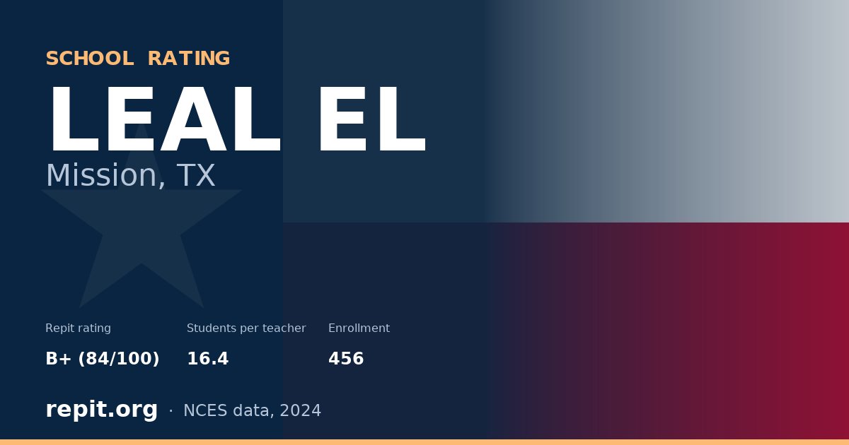 LEAL EL, Mission, TX — Repit school rating B+ (84/100)