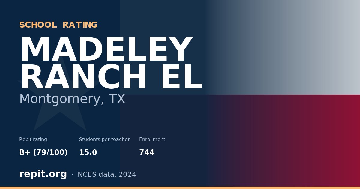 MADELEY RANCH EL, Montgomery, TX — Repit school rating B+ (79/100)